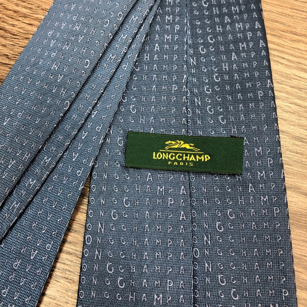 Longchamp Paris Solid Blue Silk Tie